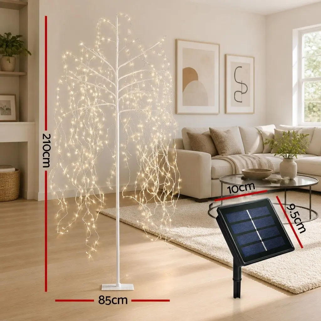 LED Christmas Tree Solar Powered 7ft with 600 Warm White Lights