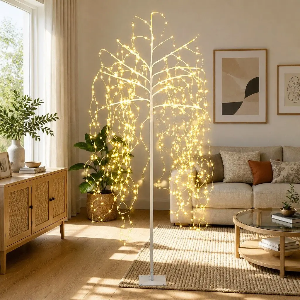 LED Christmas Tree Solar Powered 7ft with 600 Warm White Lights