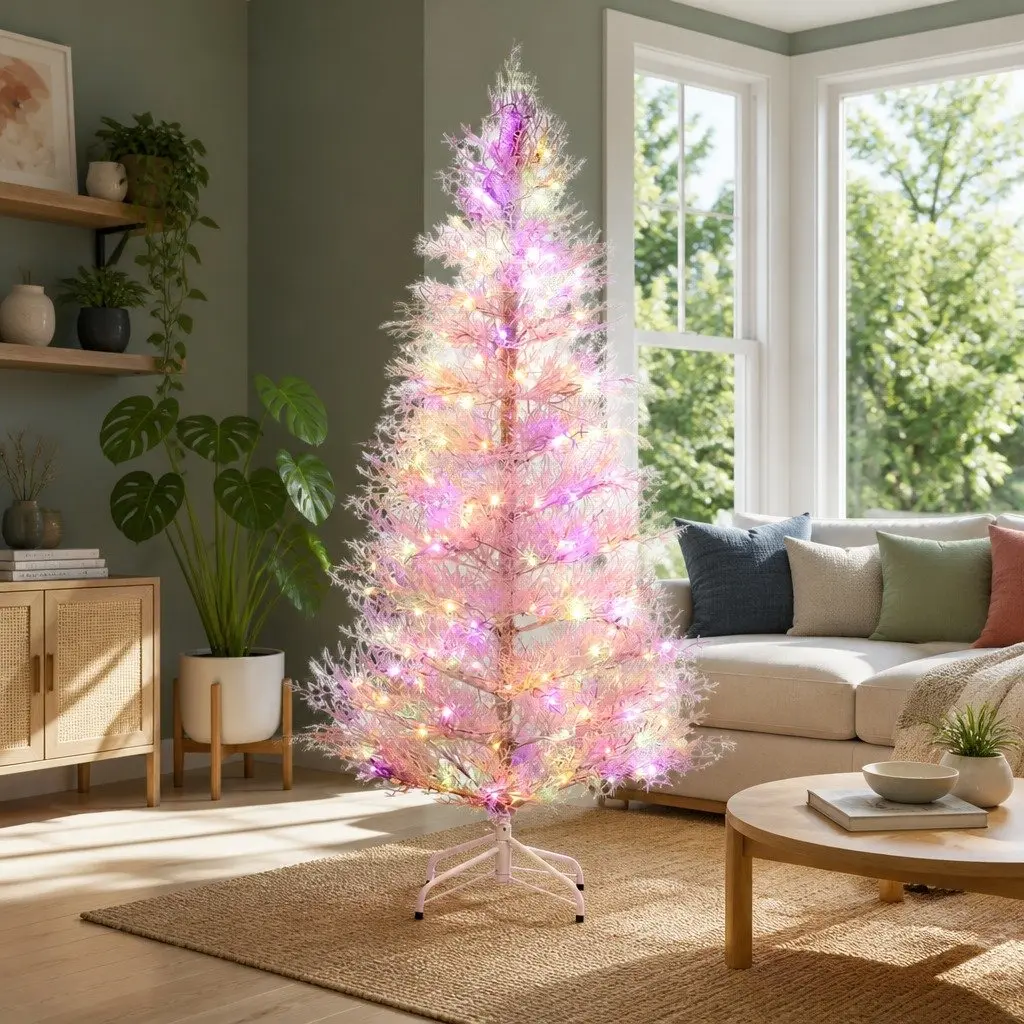LED Christmas Tree 1.8M Snowy Pre-Lit 8 Light Modes Multi Colour Xmas Home Decor