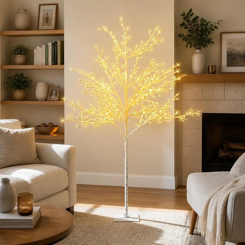 LED Christmas Tree Pre-lit 5FT 304 Warm White Lights Indoor Outdoor Holiday Decoration