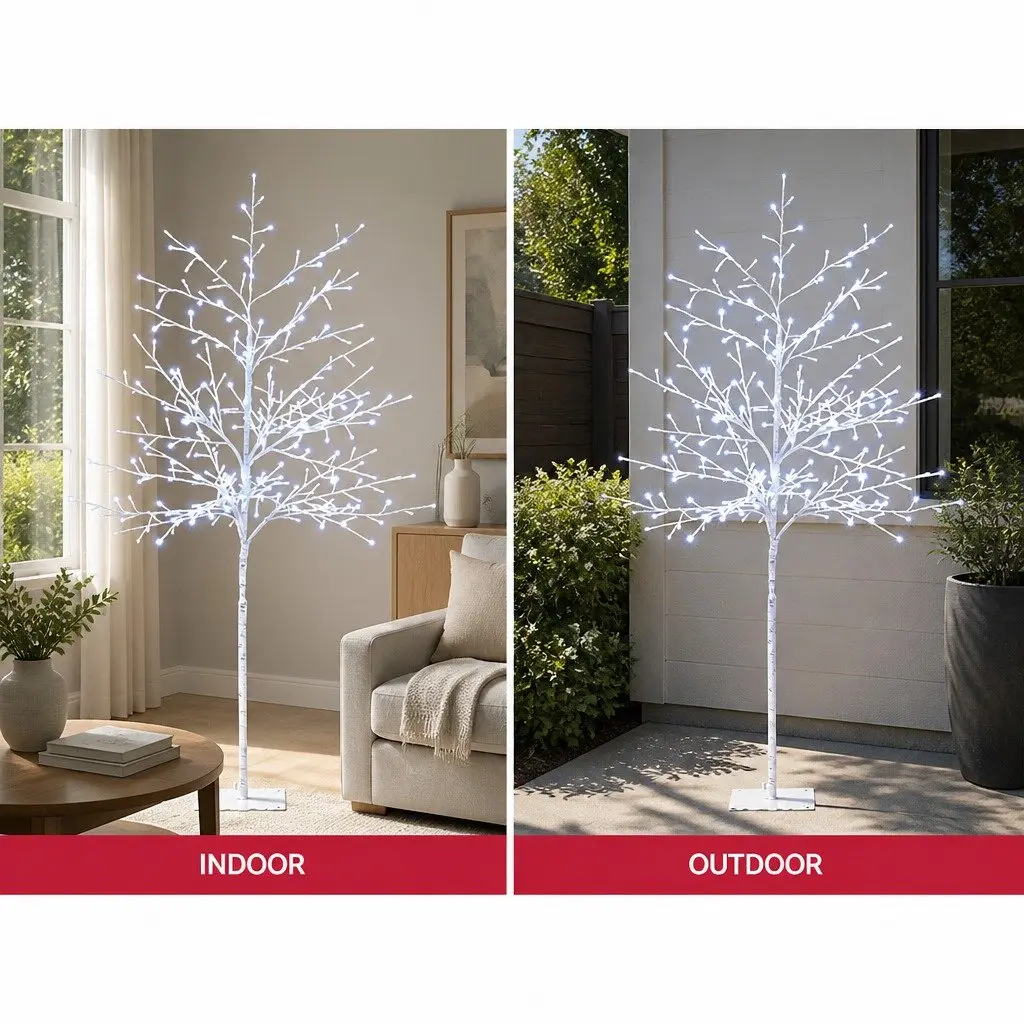 Solar LED Christmas Tree 5ft 304 White Lights Outdoor Garden Holiday Decoration