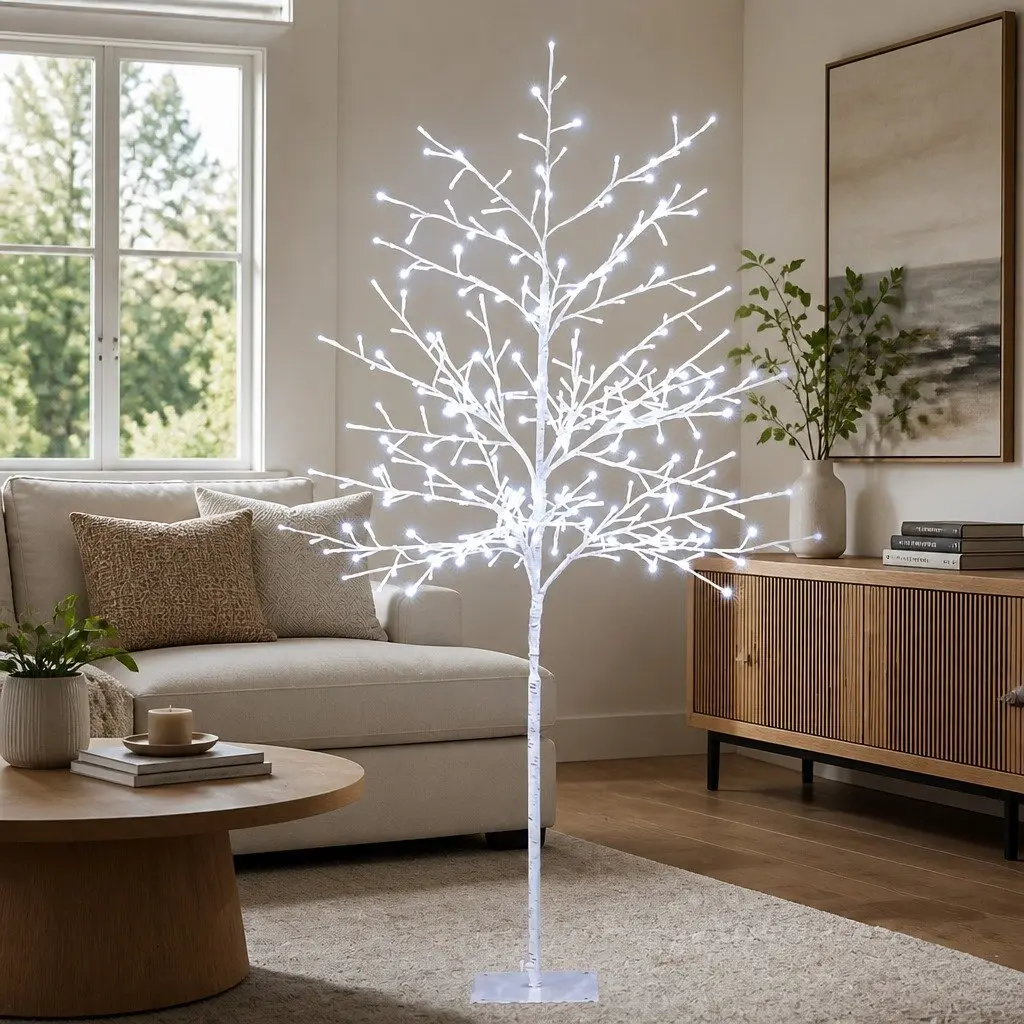 Solar LED Christmas Tree 5ft 304 White Lights Outdoor Garden Holiday Decoration