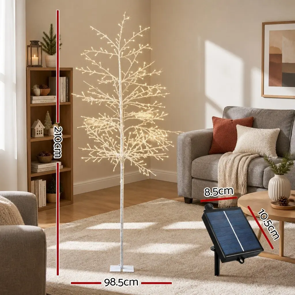 Solar LED Christmas Tree 7FT Pre-lit Outdoor Indoor Decoration 480 Warm White Lights