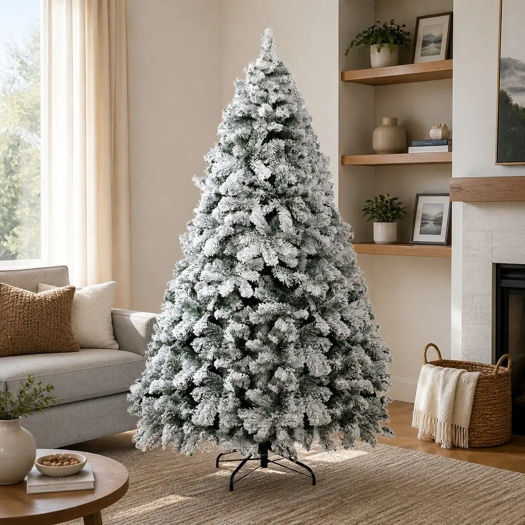 Christmas Tree Snow Flocked Fir 1.8m 468 Tips Green White