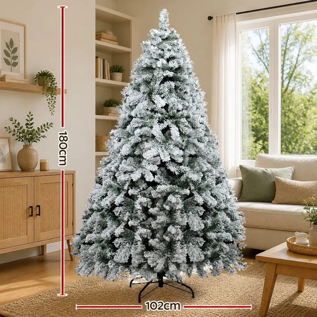 Christmas Tree Snow Flocked Fir 1.8m 468 Tips Green White
