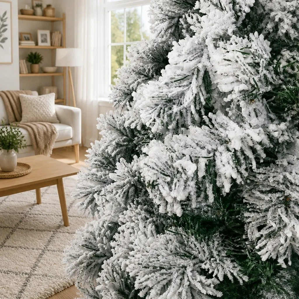 Christmas Tree Snow Flocked Fir 1.8m 468 Tips Green White