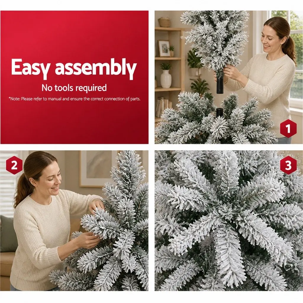 Christmas Tree Snow Flocked Fir 1.8m 468 Tips Green White