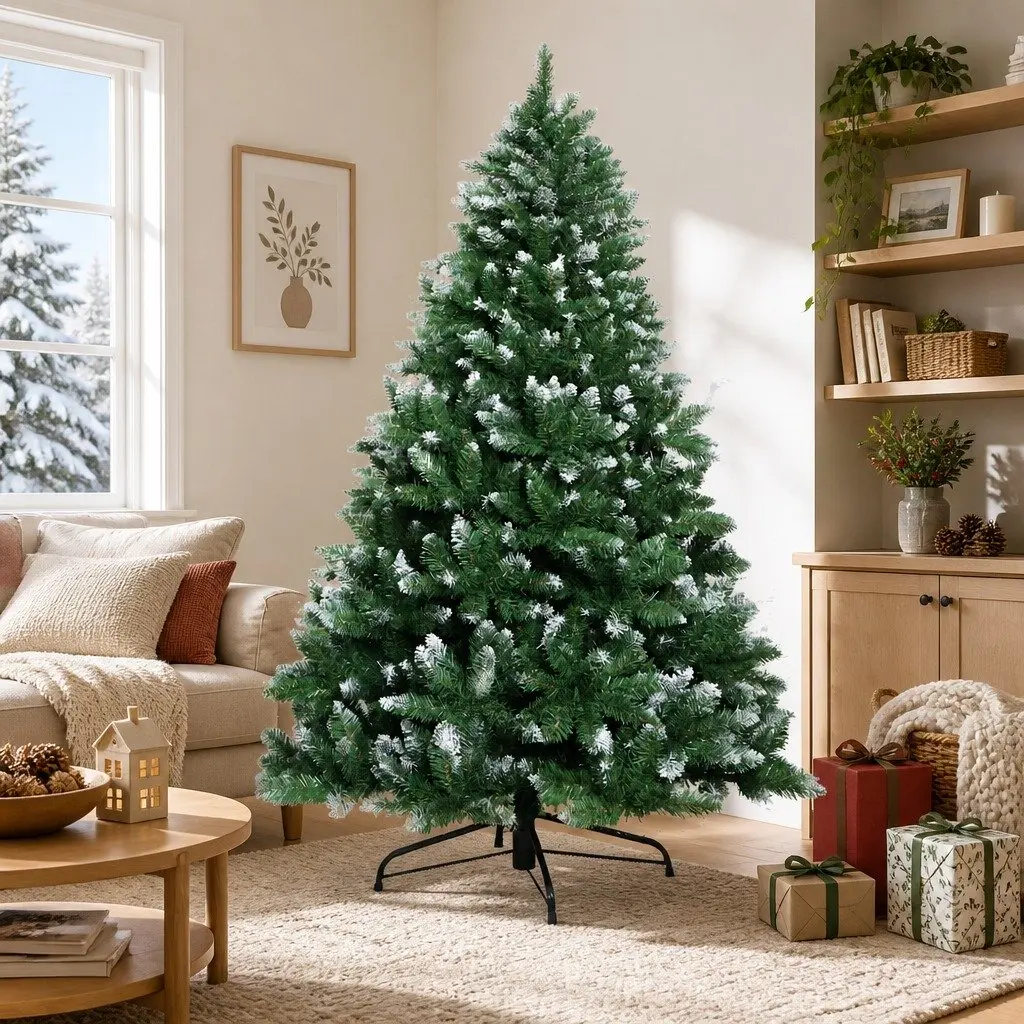 Christmas Tree Snowy 1.8m 650 PVC Tips Faux Fir Holiday Decoration