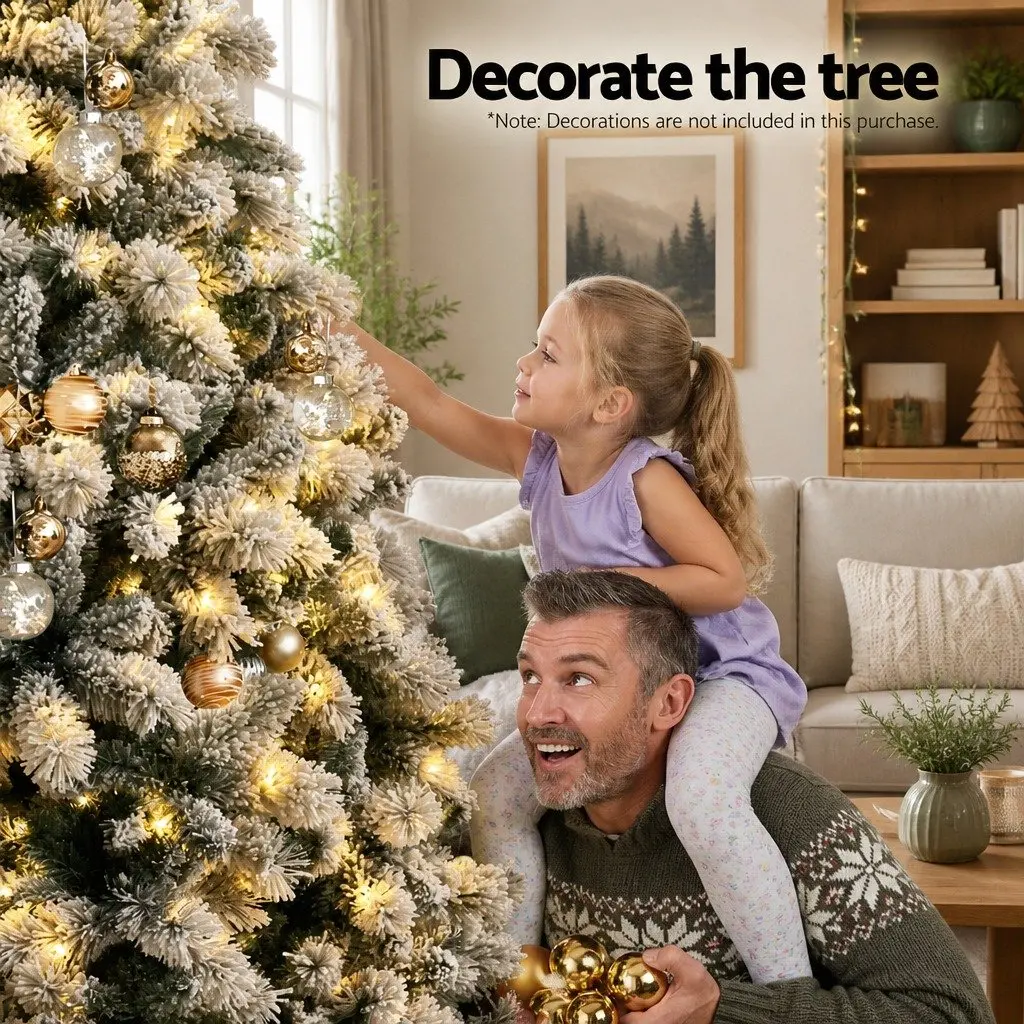 Christmas Tree Snow Flocked Pre-Lit 1.8m Green with 8 Light Modes