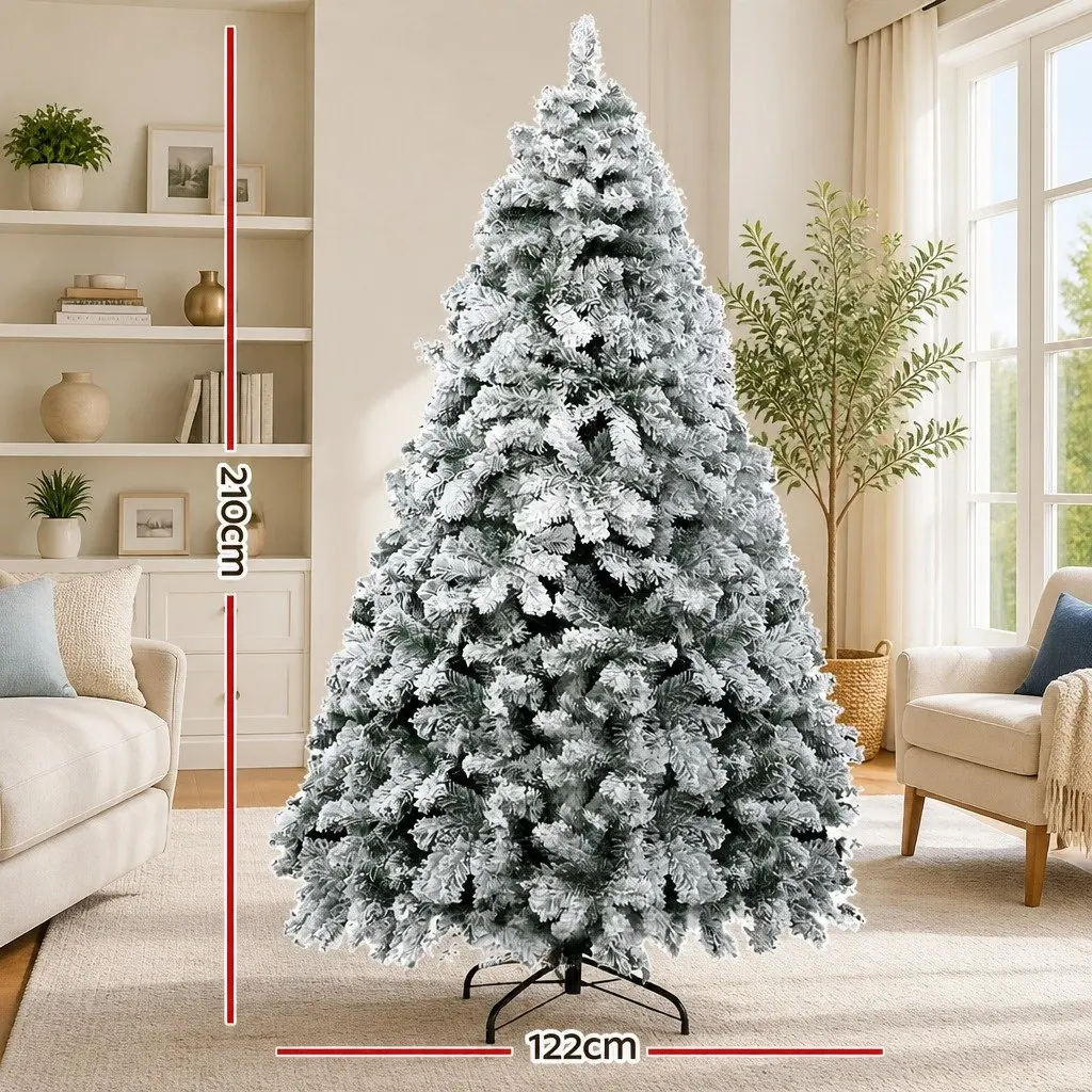 Christmas Tree Snow Flocked Faux 7FT Green White 780 PVC Tips