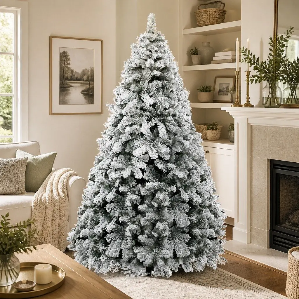 Christmas Tree Snow Flocked Faux 7FT Green White 780 PVC Tips