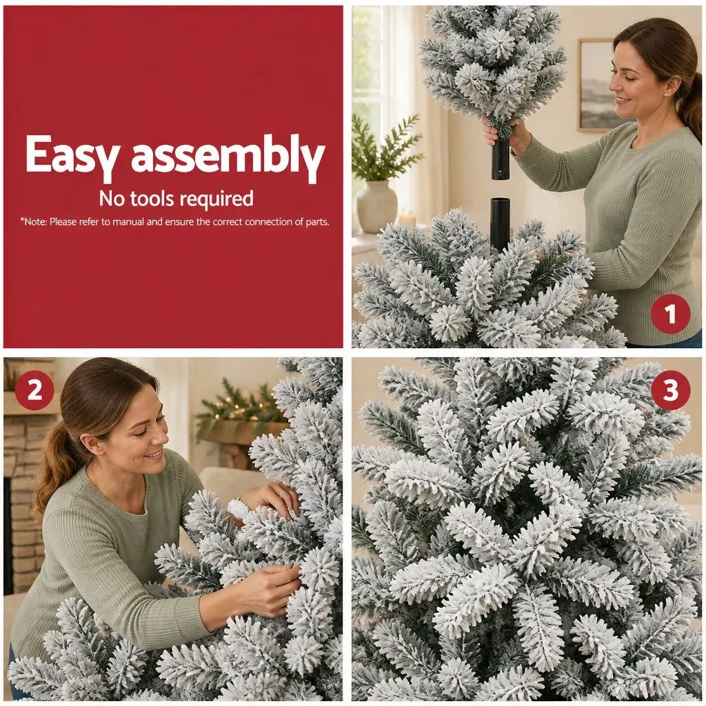 Christmas Tree Snow Flocked Faux 7FT Green White 780 PVC Tips