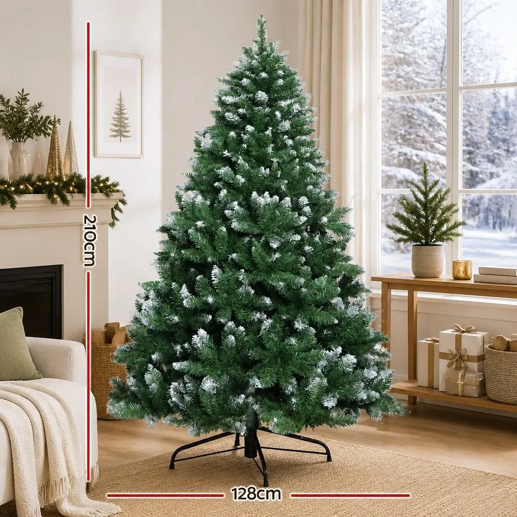 7FT Christmas Tree Snowy Fir 905 PVC Tips Indoor Holiday Decoration