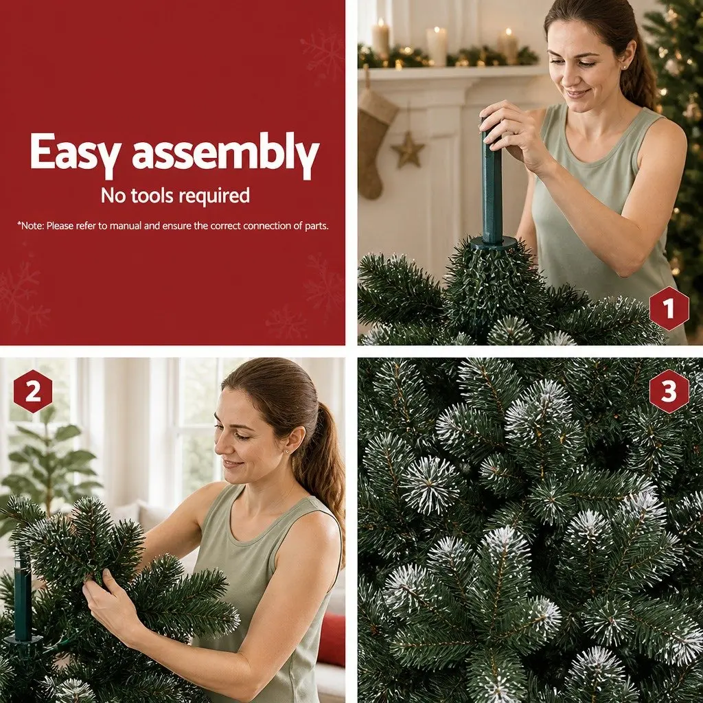 7FT Christmas Tree Snowy Fir 905 PVC Tips Indoor Holiday Decoration