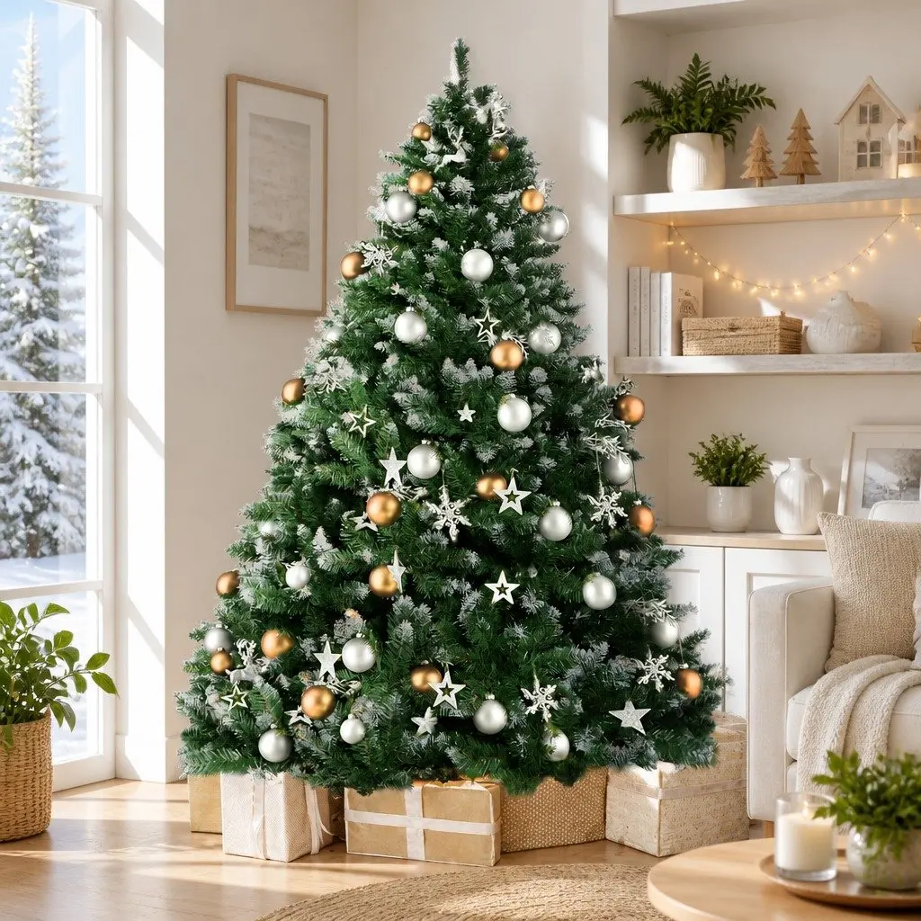7FT Christmas Tree Snowy Fir 905 PVC Tips Indoor Holiday Decoration