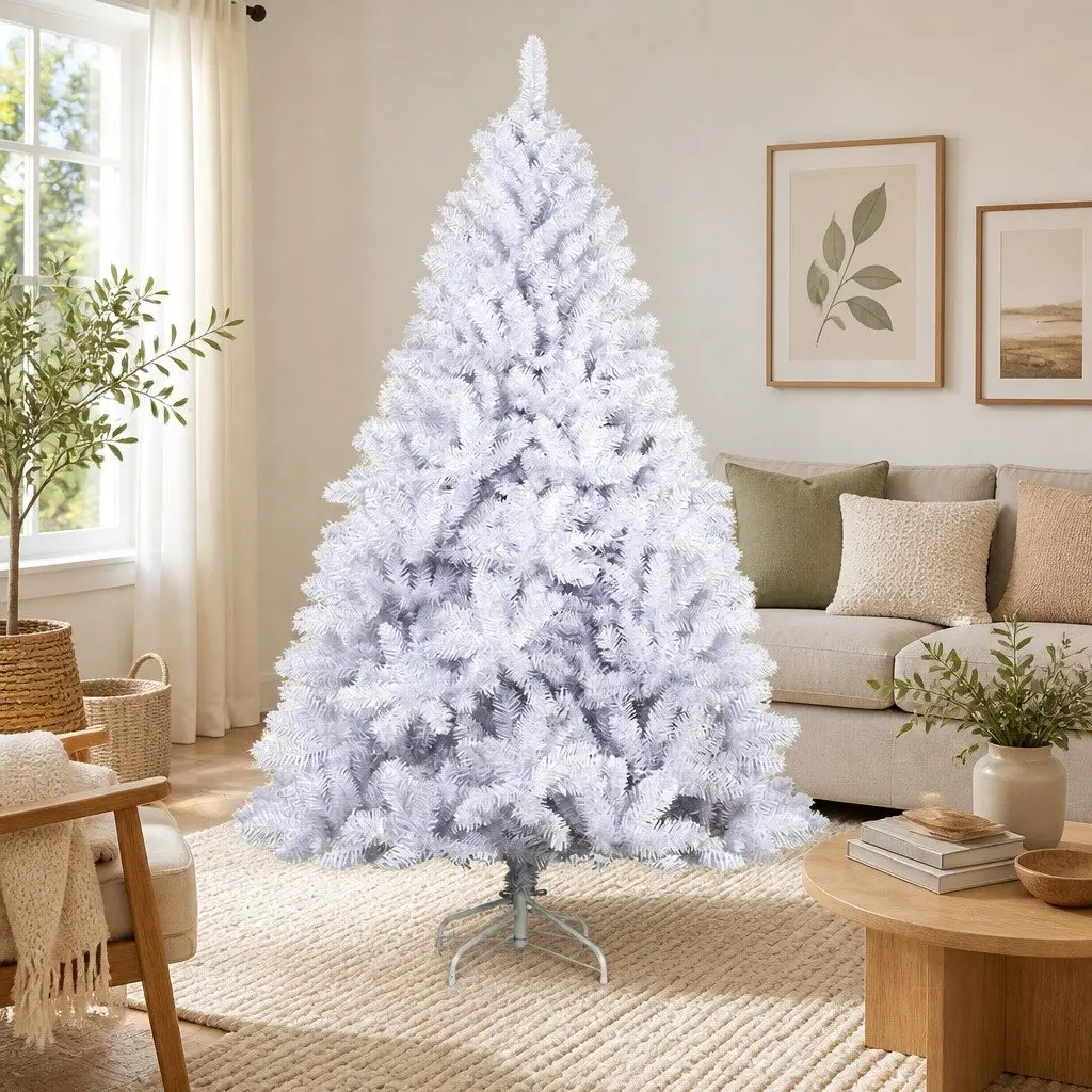 White Christmas Tree 2.1m 1000 Tips Artificial Xmas Tree Home Holiday Decor
