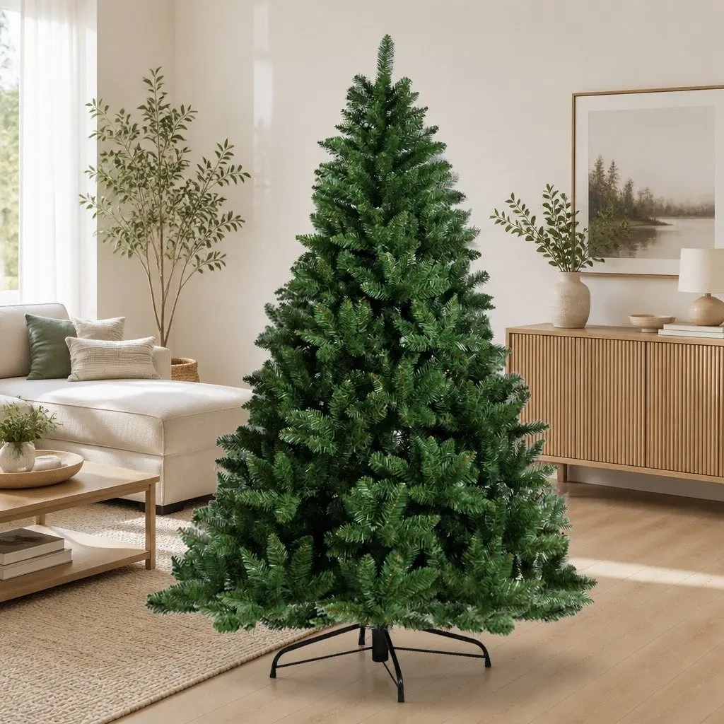 Green Christmas Tree 2.4m Artificial Xmas Tree 1225 Tips Metal Stand Home Decor