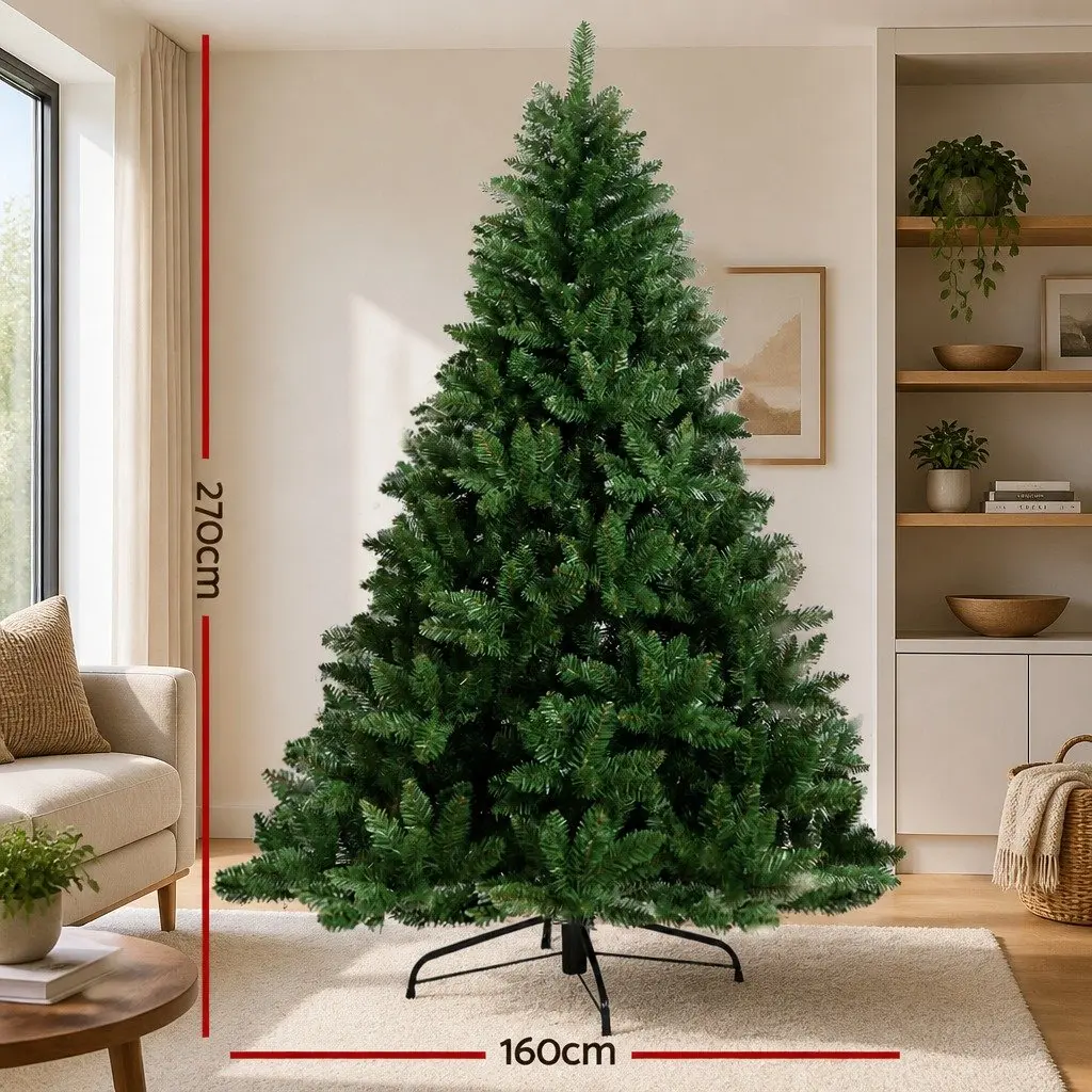 Artificial Christmas Tree Lifelike Green Fir 2.7m 1590 Tips Metal Stand