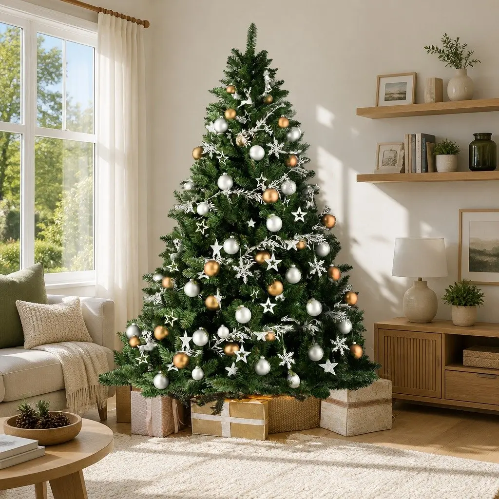 Artificial Christmas Tree Lifelike Green Fir 2.7m 1590 Tips Metal Stand