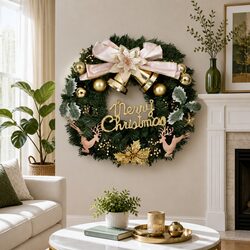 Friendly 60CM Green Christmas Wreath with Festive Touches
