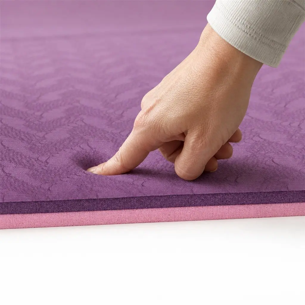 Yoga Mat 6mm Thick Non-Slip with Body Alignment Lines Purple