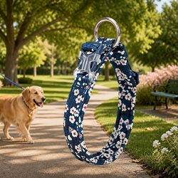 Floral Dog Collar XL Padded Comfort Pet Accessory Snap Buckle Leash Attachment