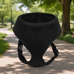 Dog Harness with Steel D Ring Black Large Everyday Lightweight Breathable Mesh