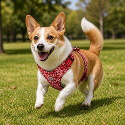 Floral Dog Harness with Adjustable Straps and Reflective Strips