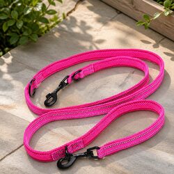 Multi-Function Dog Lead 135cm 175cm Pink Training Exercise Leash Reflective