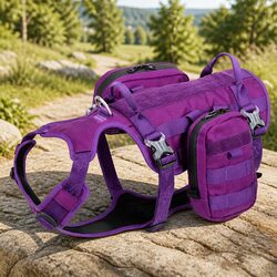 Dog Military Harness Backpack Tactical Training Vest M Purple Adjustable