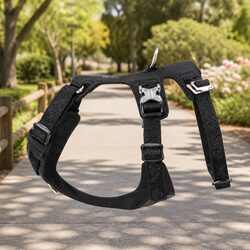 Dog Harness Black Extra Small Pet Walking Chest Strap Adjustable Control Lead