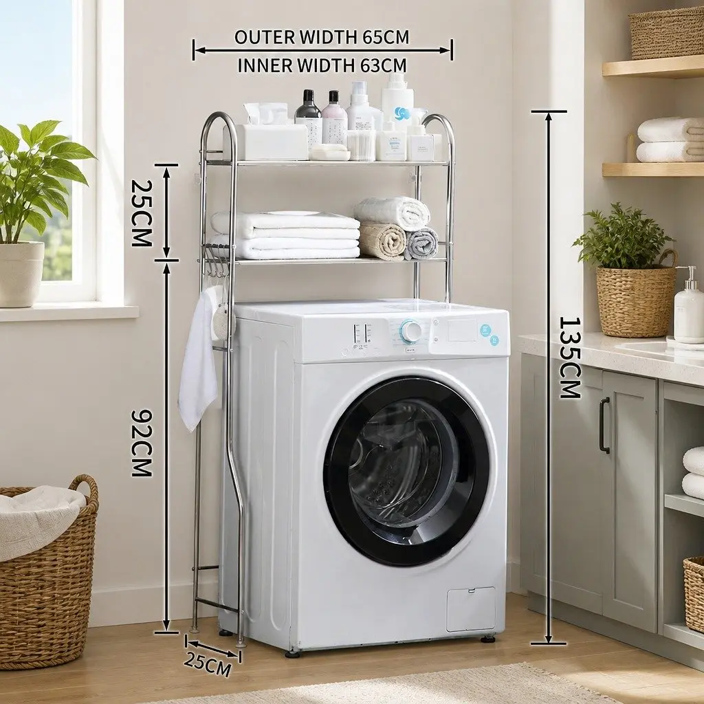 Storage Rack Stainless Steel 2-Layer Organizer 135x65x25cm