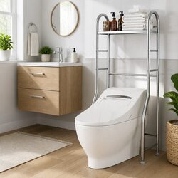 Over Washer Toilet Storage Shelf Bathroom Organiser Laundry Rack Single Tier