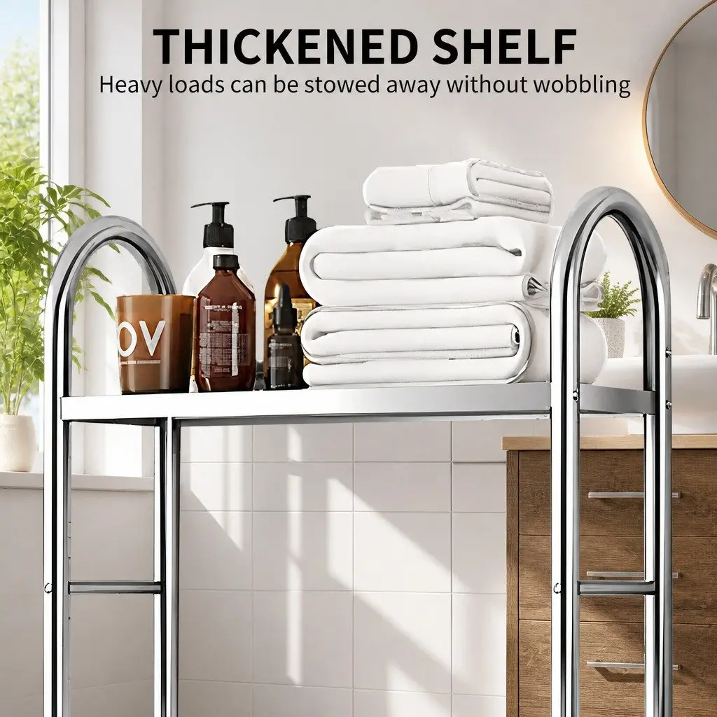 Toilet Storage Shelf Stainless Steel Single Tier 110x48x25cm