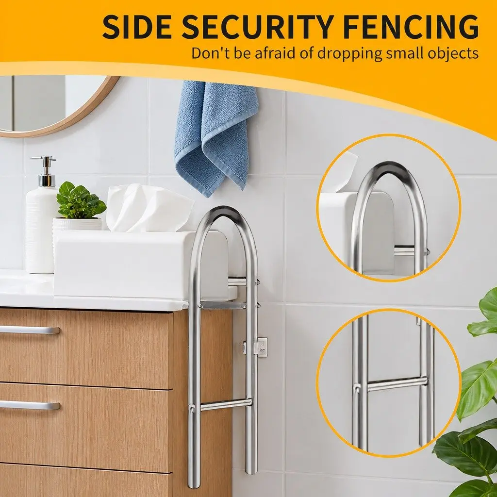 Toilet Storage Shelf Stainless Steel Single Tier 110x48x25cm