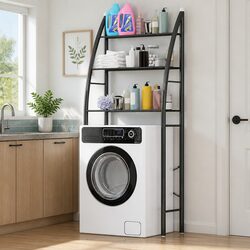 Over Toilet Storage Rack Stand 3-Tier Bathroom Organizer Shelf Unit Black