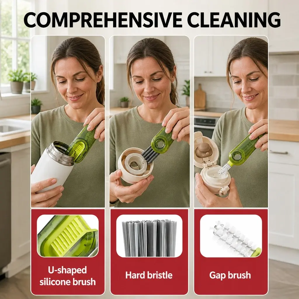 Cup Cleaning Brush Multi-Purpose Three-in-One Tool Set