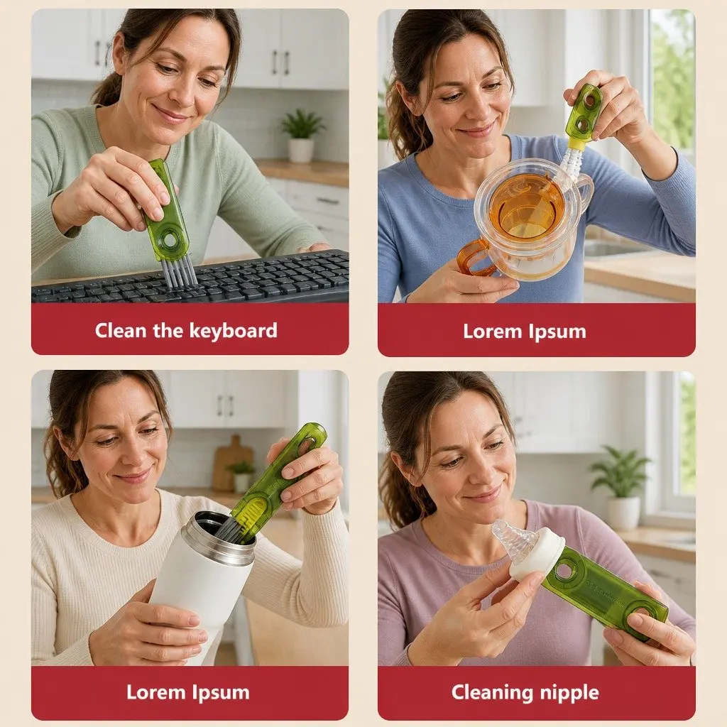 Cup Cleaning Brush Multi-Purpose Three-in-One Tool Set