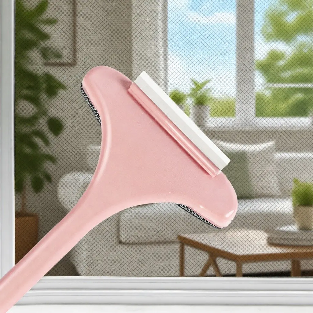 Double Sided Window Cleaner Glass Screen Brush Multifunctional Cleaning Pink