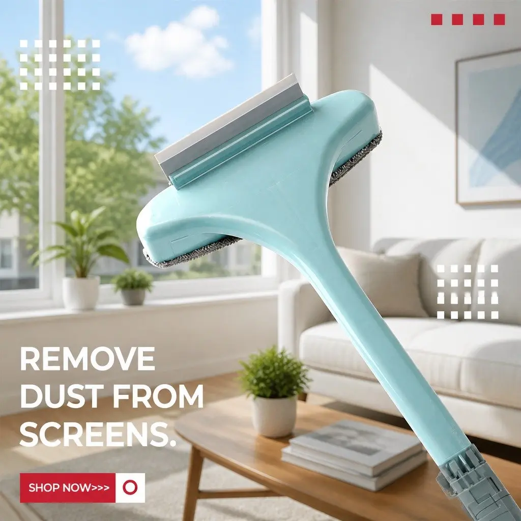 Double Sided Window Cleaner Multifunctional Brush Pink