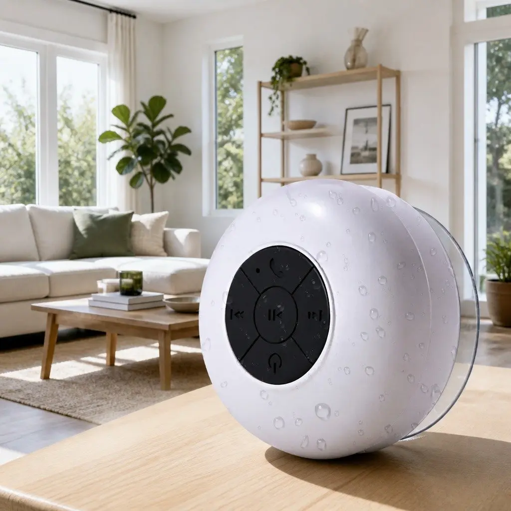 Portable Bluetooth Speaker Suction Cup Waterproof White