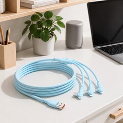 Three-in-One Fast Charging Data Cable Liquid Silicone Elbow Design USB Connector
