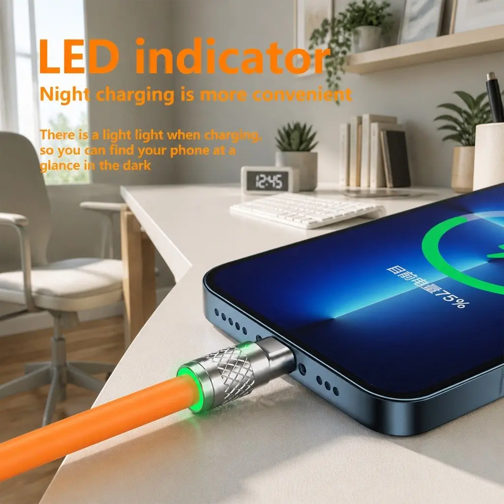 120W Fast Charging Cable Three-In-One Data Line Yellow