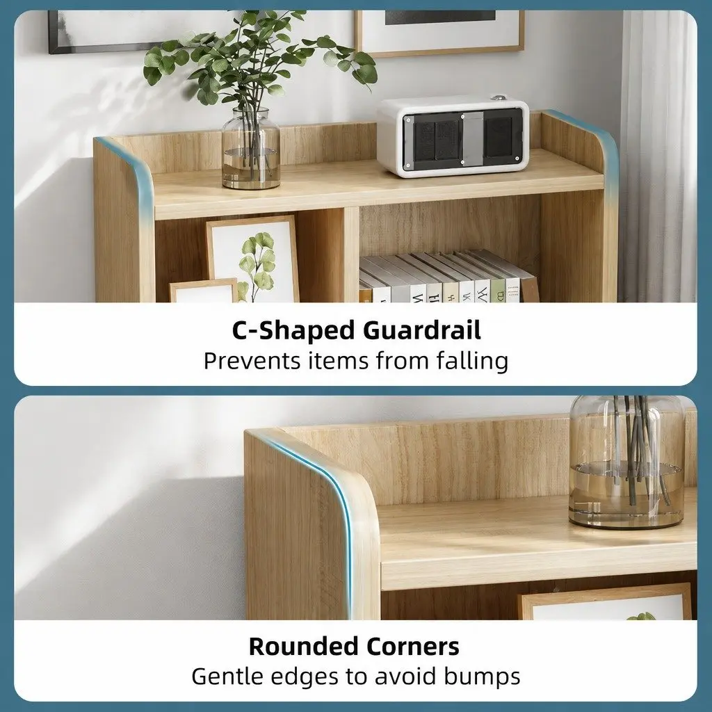 Scandinavian Bedside Table with 2 Drawers and Open Storage 67cm Light Wood