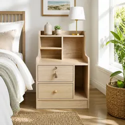 Your Perfect Bedside Table with Open Shelf and Drawers