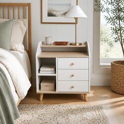 Find Comfort with Our Friendly White Wood Bedside Table