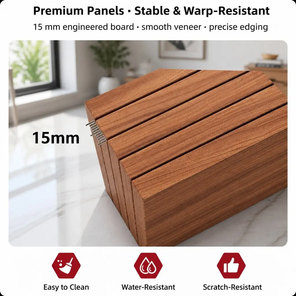 Bedside Table Walnut Wood Grain 47cm with 2 Drawers and Tray Top