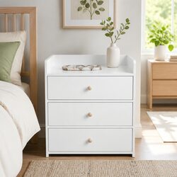 Friendly Minimalist Nightstand with Triple Drawer Storage