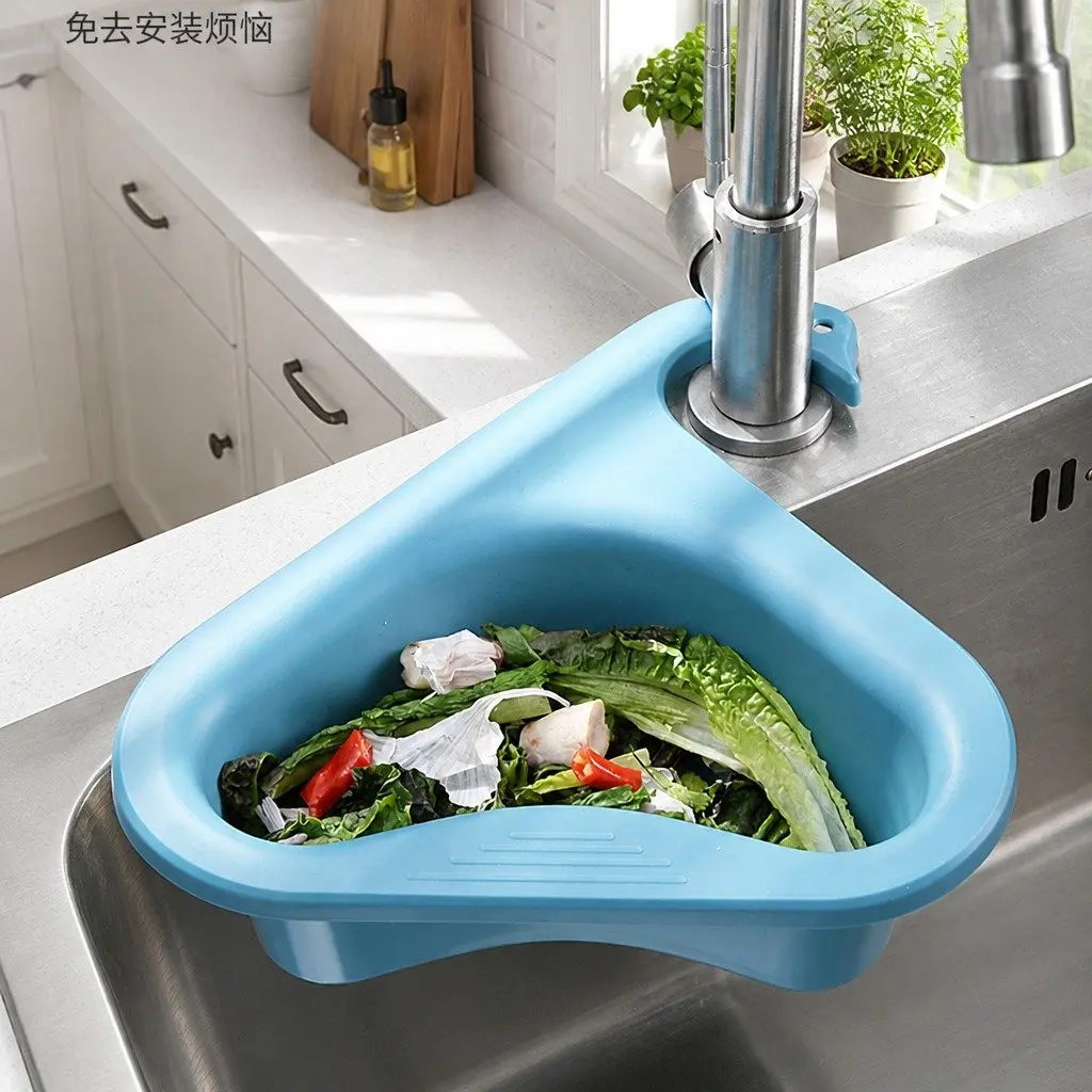 Kitchen Sink Drain Storage Basket Non-Slip Blue