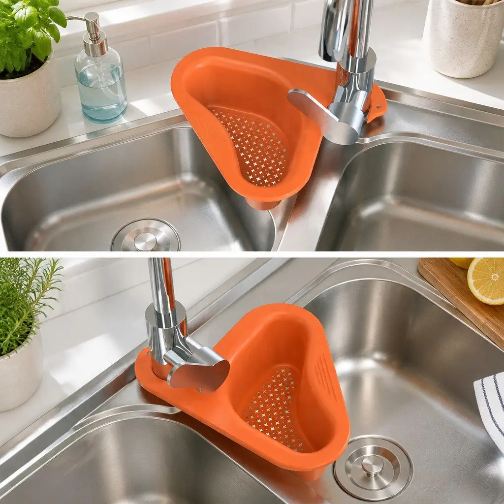 Kitchen Sink Drain Storage Basket Non-Slip Blue